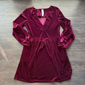 Elegant Long Sleeve Burgundy Dress